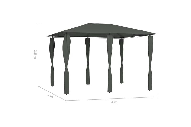 Paviljong med stolpar 3x4x2,6 m antracit 160 g/m² - Grå - Utemöbler - Solskydd - Paviljonger - Komplett paviljong