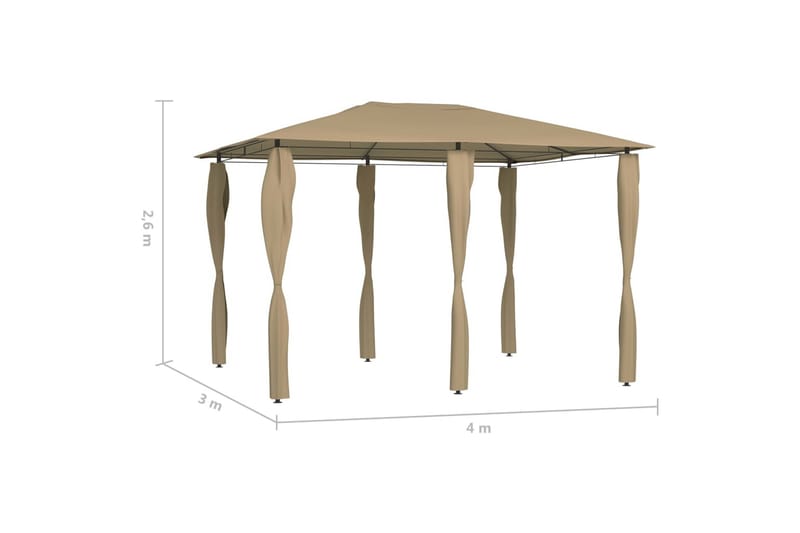 Paviljong med stolpar 3x4x2,6 m taupe 160 g/m² - Brun - Utemöbler - Solskydd - Paviljonger - Komplett paviljong