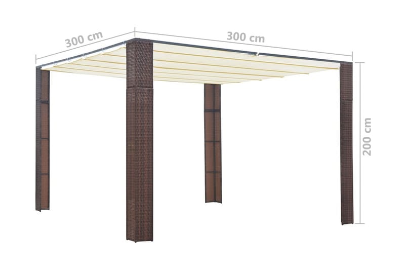 Paviljong med tak konstrotting 300x300x200 cm brun och grädd - Brun - Utemöbler - Solskydd - Paviljonger - Komplett paviljong