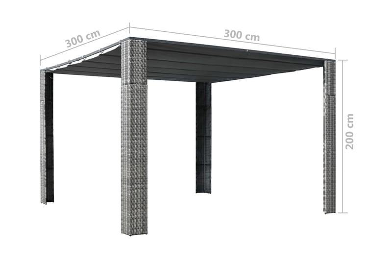 Paviljong med tak konstrotting 300x300x200 cm grå och antrac - Grå - Utemöbler - Solskydd - Paviljonger - Komplett paviljong