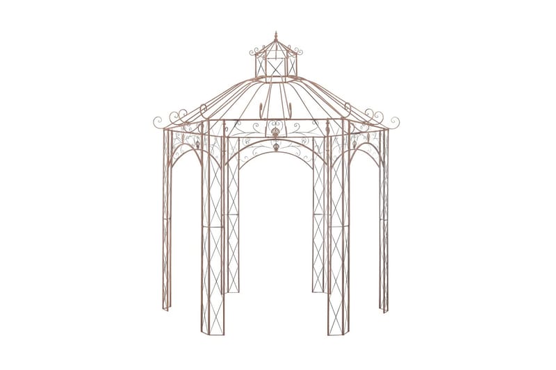 Trädgårdspaviljong antikbrun 3 m järn - Brun - Utemöbler - Solskydd - Paviljonger - Komplett paviljong