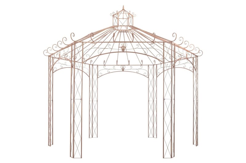 Trädgårdspaviljong antikbrun 4 m järn - Brun - Utemöbler - Solskydd - Paviljonger - Komplett paviljong