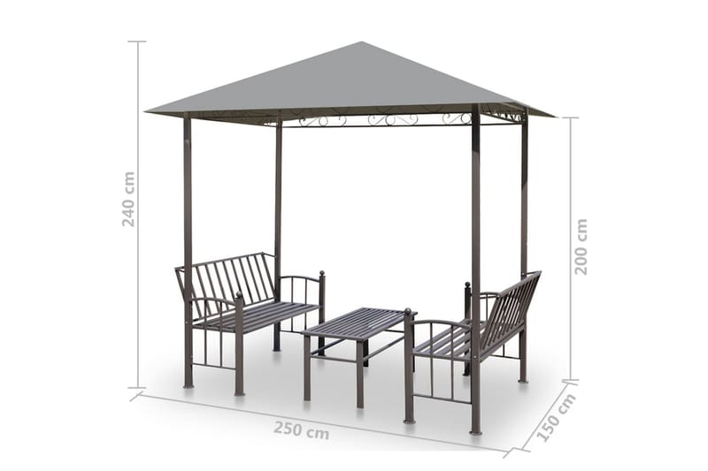 Trädgårdspaviljong med bord och bänkar 2,5x1,5x2,4 m antraci - Grå - Utemöbler - Solskydd - Paviljonger - Komplett paviljong