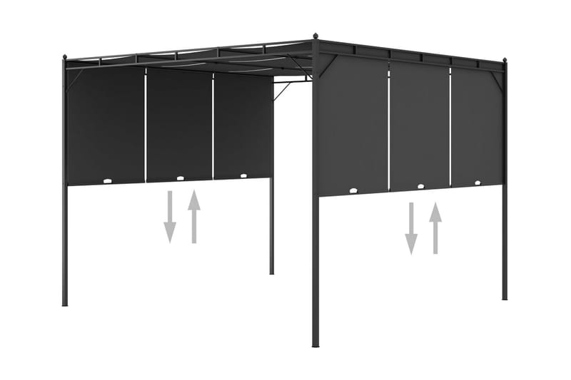 Trädgårdspaviljong med draperier 3x3x2,25 m antracit - Grå - Utemöbler - Solskydd - Paviljonger - Komplett paviljong