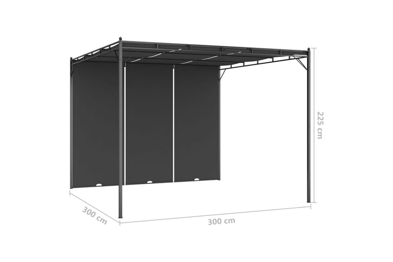 Trädgårdspaviljong med draperier 3x3x2,25 m antracit - Grå - Utemöbler - Solskydd - Paviljonger - Komplett paviljong