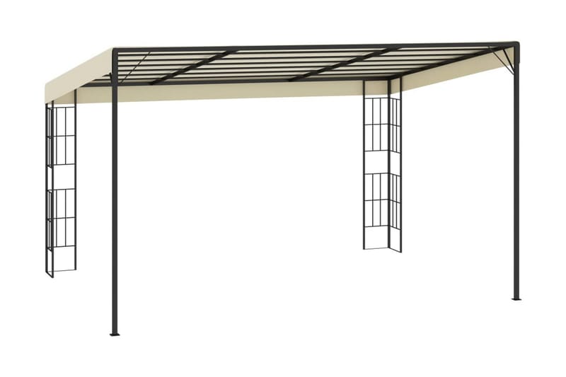 Väggmonterad paviljong 3x4 m gräddvit tyg - Vit - Utemöbler - Solskydd - Paviljonger - Komplett paviljong