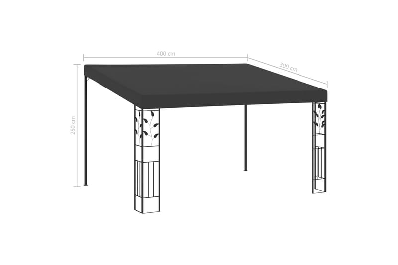 Väggmonterad paviljong 4x3x2,5 m antracit - Antracit - Utemöbler - Solskydd - Paviljonger - Komplett paviljong