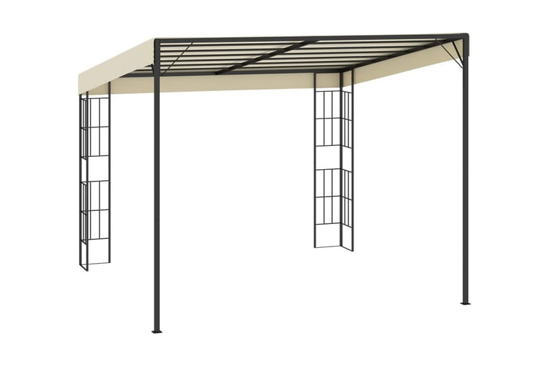 Väggmonterad paviljong 3x3 m gräddvit tyg - Kräm - Utemöbler - Solskydd - Paviljonger - Komplett paviljong