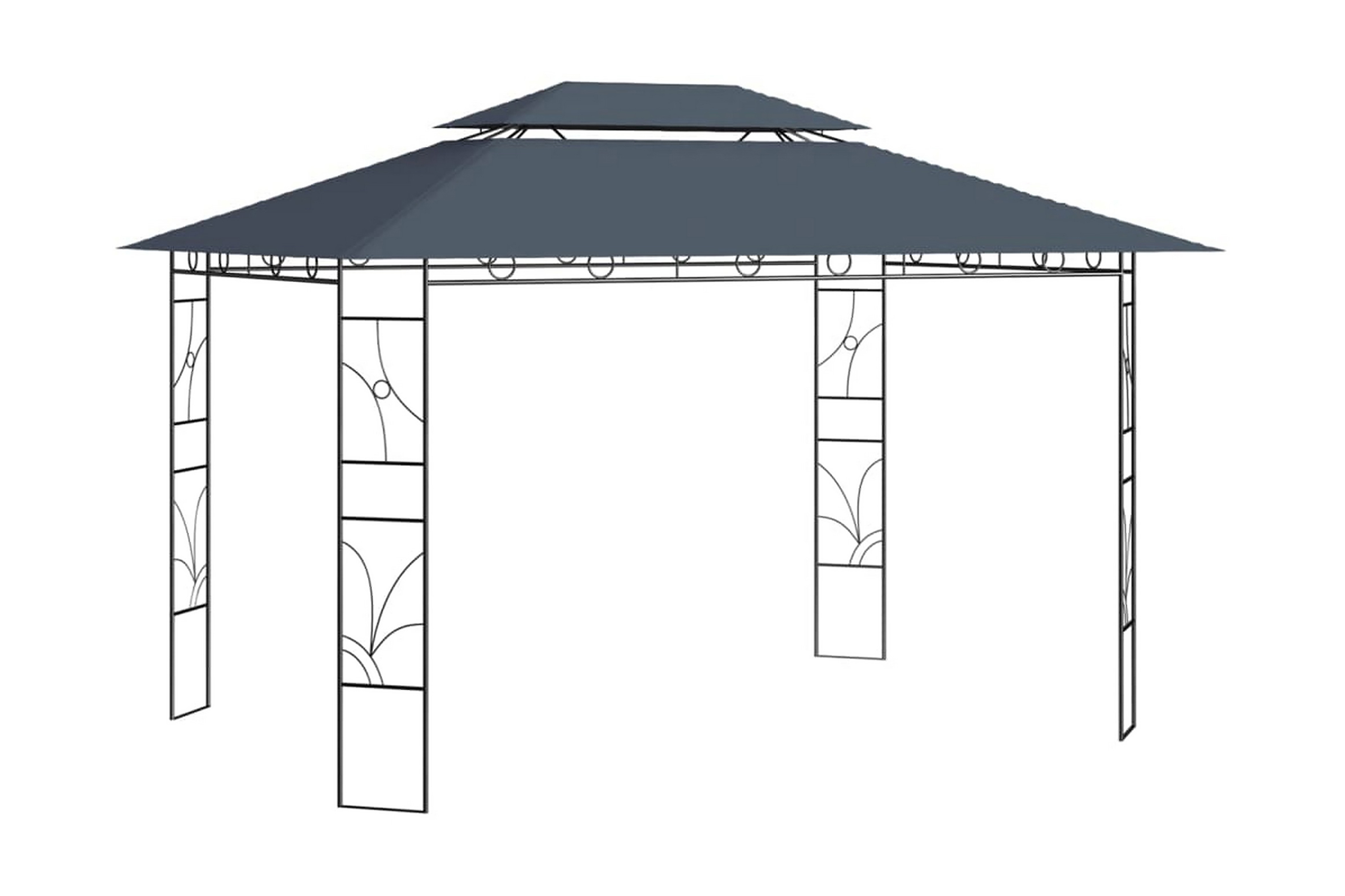 Paviljong 4x3x2,7 m antracit 160 g/mÃ‚Â² – Grå