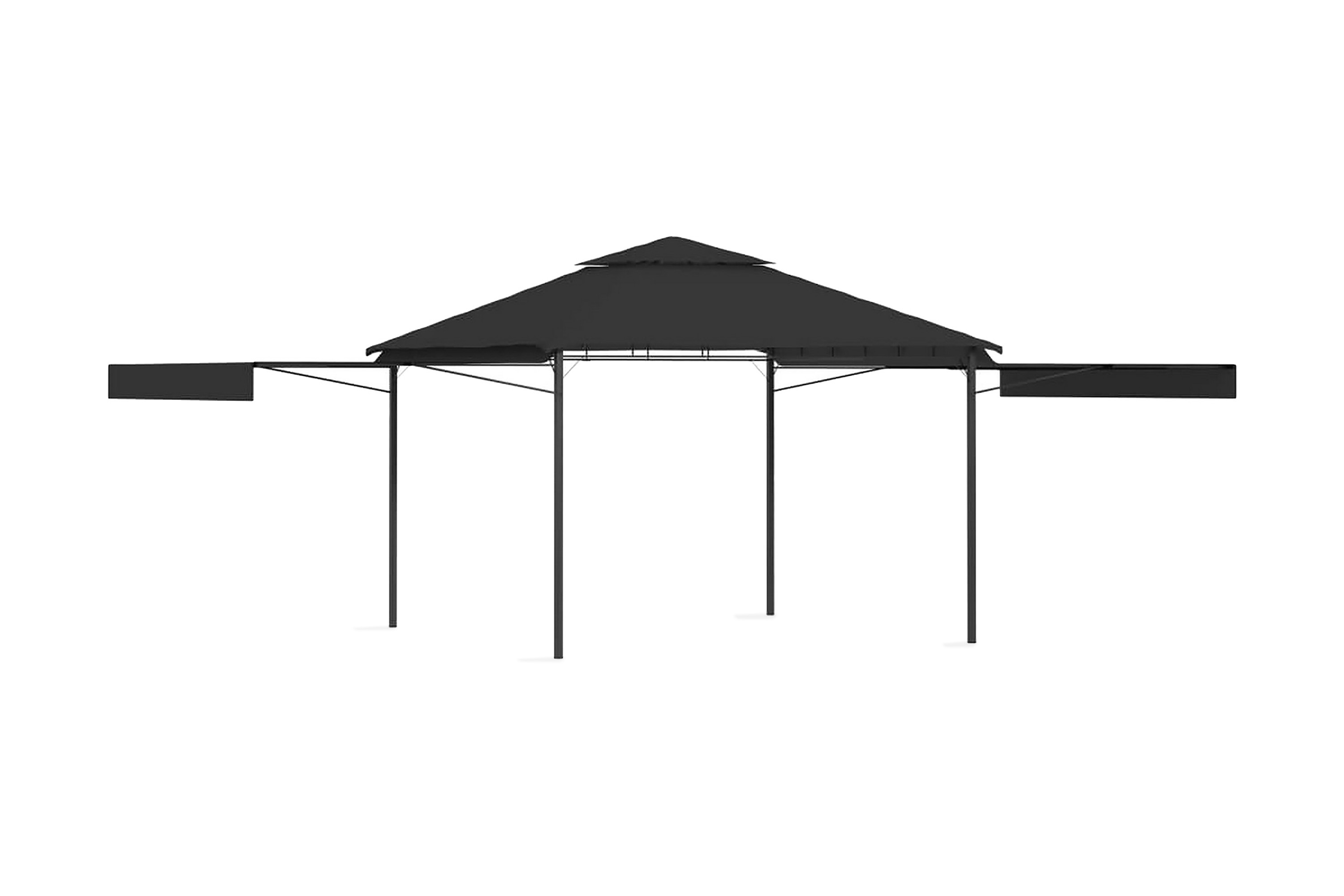 Paviljong med förlängda tak 3x3x2,75 m antracit 180 g/mÃ‚Â² – Grå