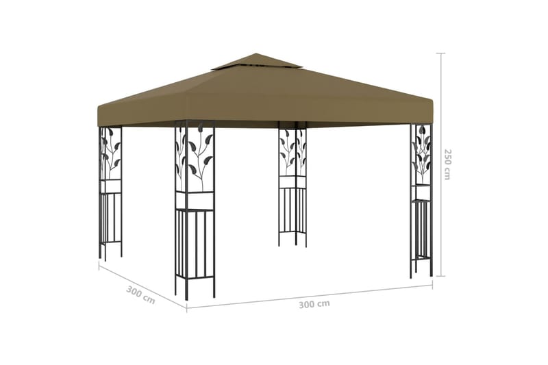 Paviljong 3x3 m taupe 180 g/m² - Utemöbler - Solskydd - Paviljonger - Paviljong med tak