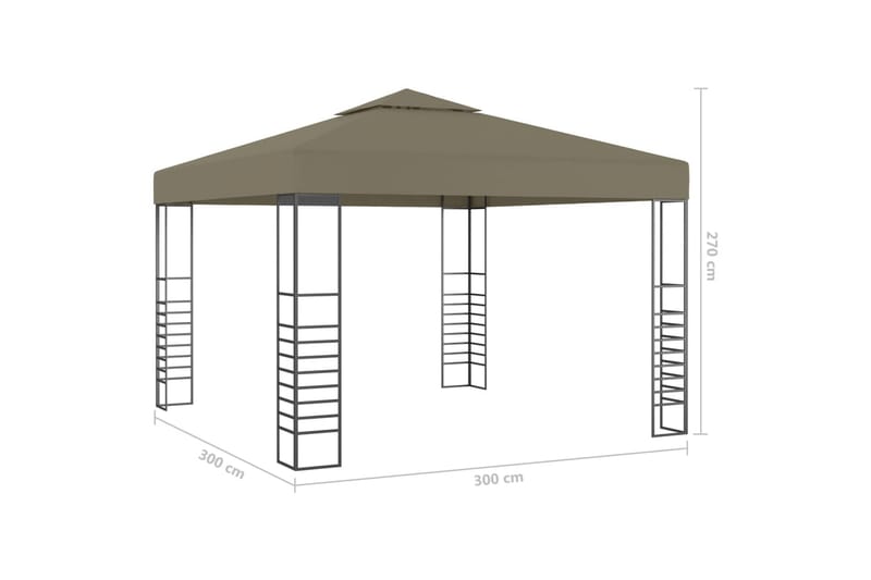 Paviljong 3x3 m taupe 180 g/m² - Utemöbler - Solskydd - Paviljonger - Paviljong med tak