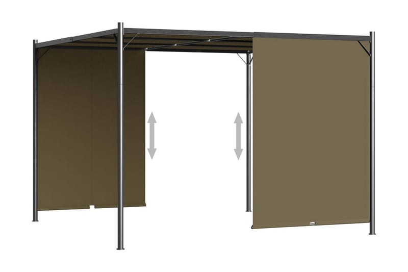 Pergola med infällbart tak 3x3 m taupe 180 g/m² - Brun - Utemöbler - Solskydd - Pergola