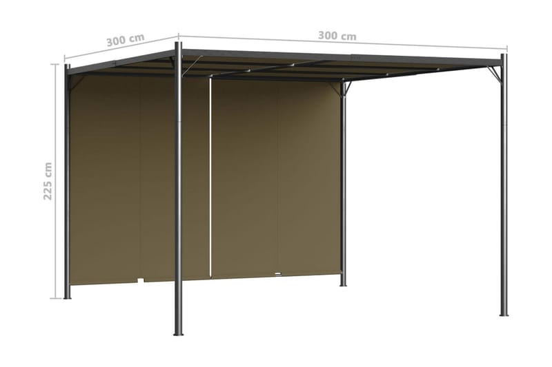 Pergola med infällbart tak 3x3 m taupe 180 g/m² - Brun - Utemöbler - Solskydd - Pergola