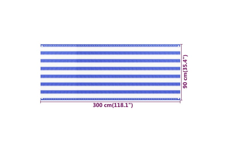 Balkongskärm blå och vit 90x300 cm HDPE - Flerfärgad - Utemöbler - Solskydd - Skärmskydd & vindskydd