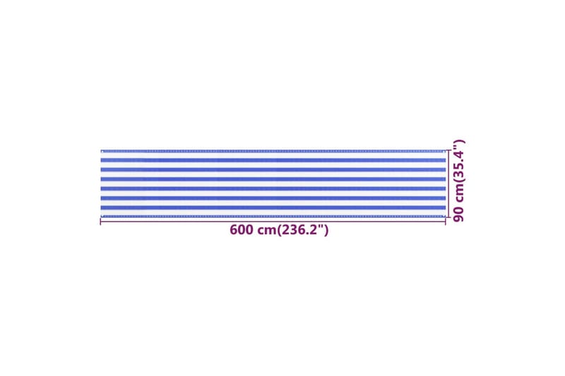 Balkongskärm blå och vit 90x600 cm HDPE - Flerfärgad - Utemöbler - Solskydd - Skärmskydd & vindskydd