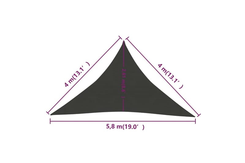 Solsegel 160 g/m² antracit 4x4x5,8 m HDPE - Antracit - Utemöbler - Solskydd - Solsegel