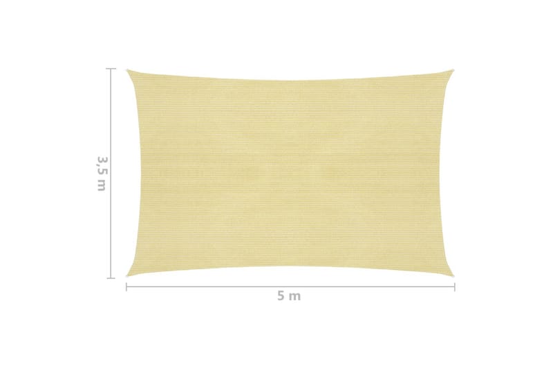 Solsegel 160 g/m² beige 3,5x5 m HDPE - Beige - Utemöbler - Solskydd - Solsegel