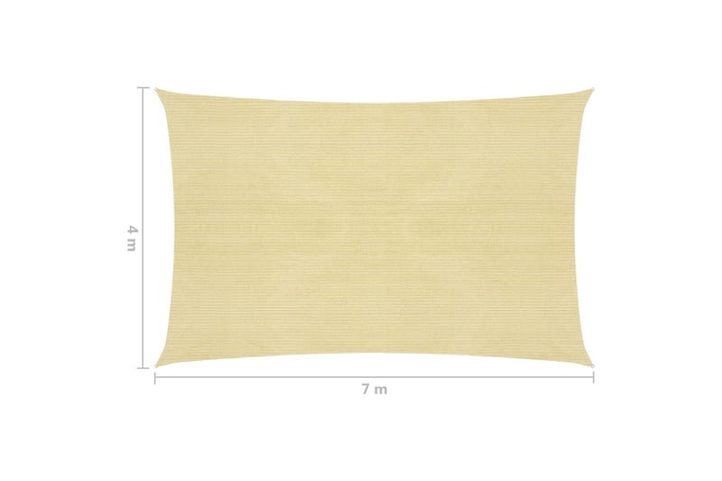 Solsegel 160 g/m² beige 4x7 m HDPE - Beige - Utemöbler - Solskydd - Solsegel