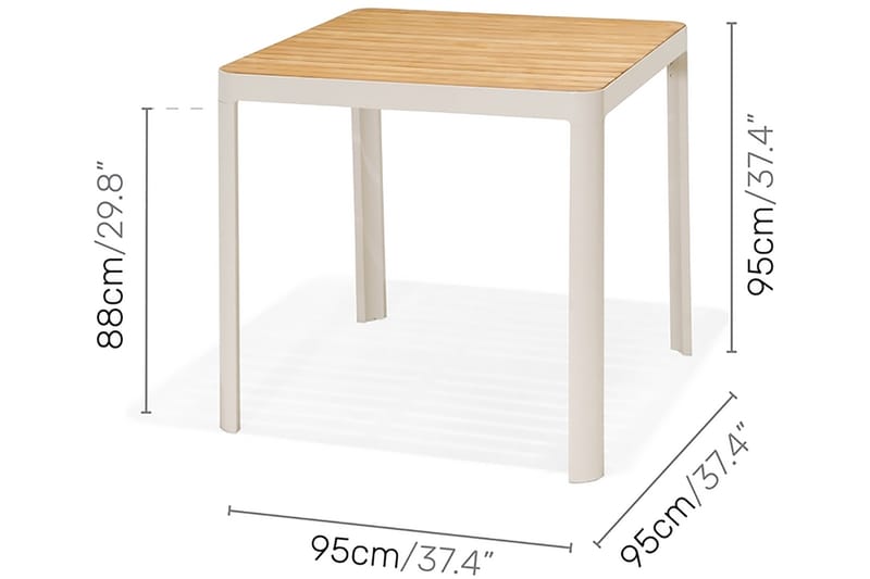 PORTALS Barbord 95 cm Vit/Teak - Utemöbler - Trädgårdsbord & Utebord - Barbord utomhus