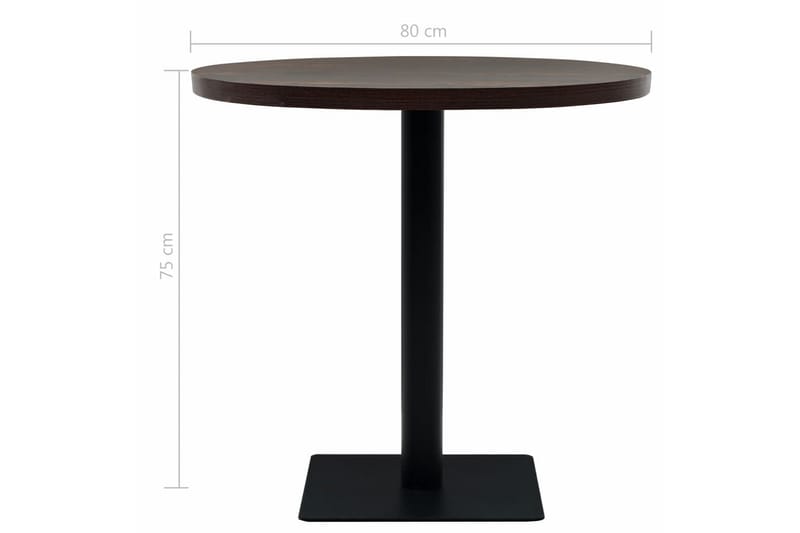 Bistrobord MDF och stål rund 80x75 cm mörk aska - Brun - Utemöbler - Trädgårdsbord & Utebord - Cafebord