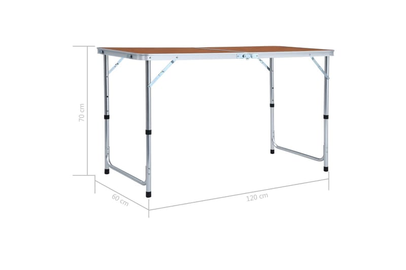 Hopfällbart campingbord aluminium 120x60 cm - Brun - Utemöbler - Trädgårdsbord & Utebord - Campingbord