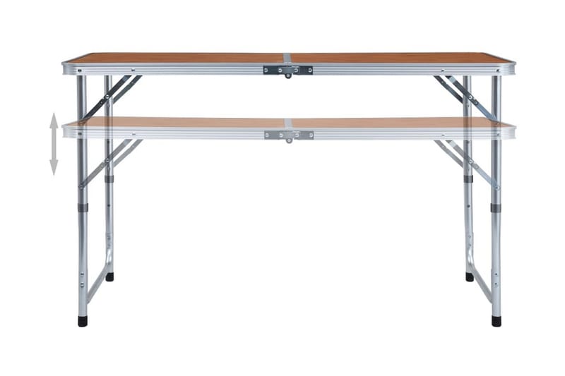 Hopfällbart campingbord aluminium 120x60 cm - Brun - Utemöbler - Trädgårdsbord & Utebord - Campingbord