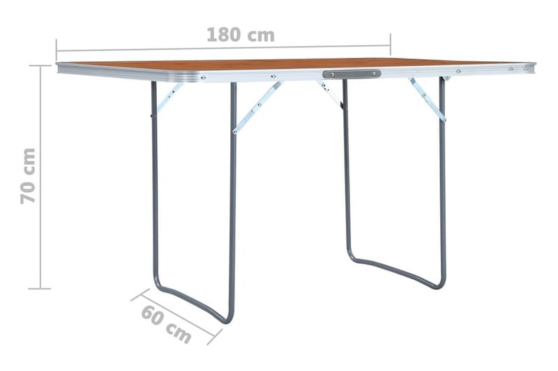 Hopfällbart campingbord aluminium 180x60 cm - Brun - Utemöbler - Trädgårdsbord & Utebord - Campingbord