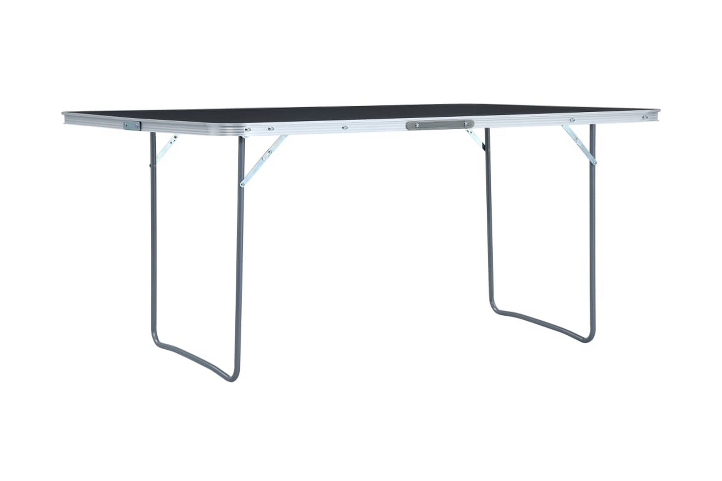 Hopfällbart campingbord grå aluminium 180×60 cm – Grå