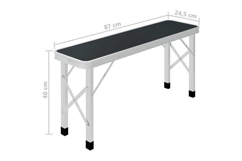 Hopfällbart campingbord med 2 bänkar aluminium grå - Grå - Utemöbler - Trädgårdsbord & Utebord - Campingbord