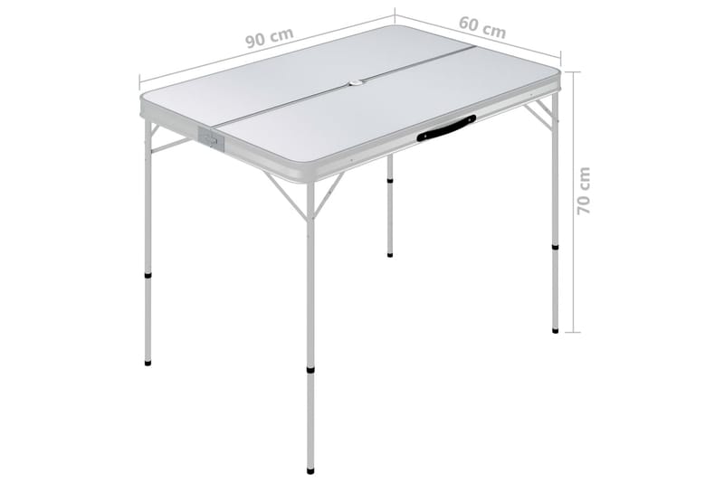 Hopfällbart campingbord med 2 bänkar aluminium vit - Vit - Utemöbler - Trädgårdsbord & Utebord - Campingbord