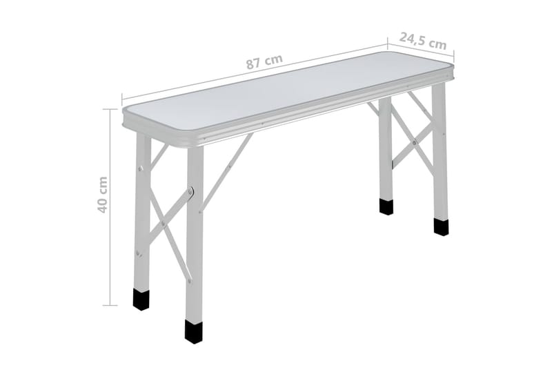 Hopfällbart campingbord med 2 bänkar aluminium vit - Vit - Utemöbler - Trädgårdsbord & Utebord - Campingbord