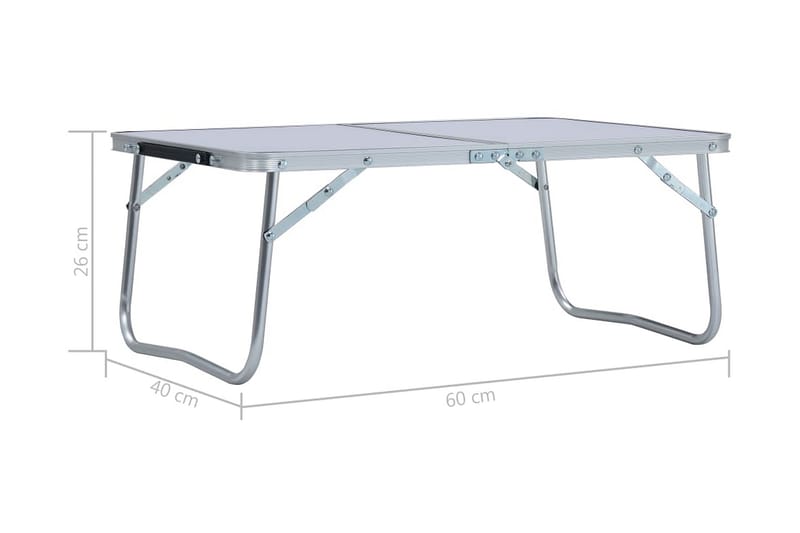 Hopfällbart campingbord vit aluminium 60x40 cm - Vit - Utemöbler - Trädgårdsbord & Utebord - Campingbord