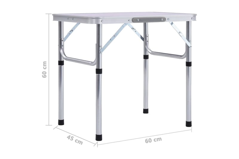 Hopfällbart campingbord vit aluminium 60x45 cm - Vit - Utemöbler - Trädgårdsbord & Utebord - Campingbord