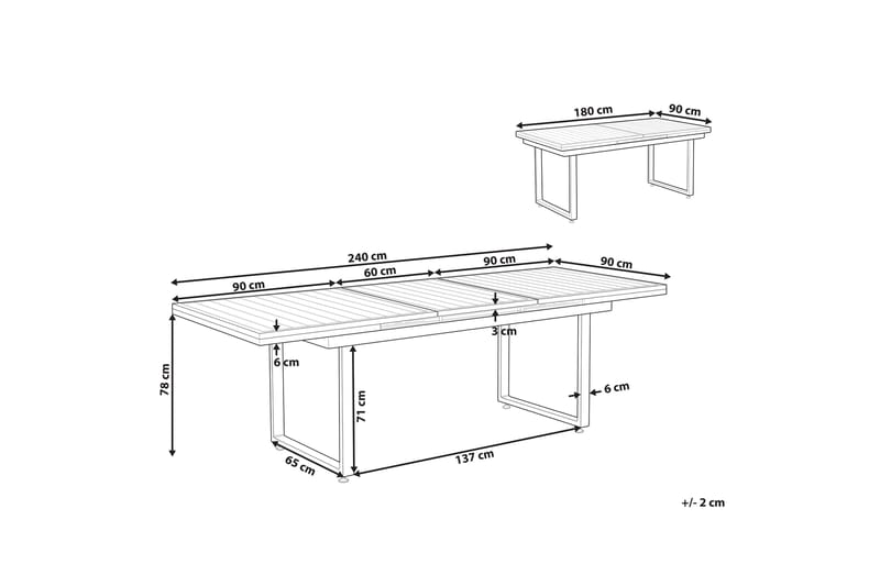 KOALDAL Matbord 90x180 cm Svart - Utemöbler - Trädgårdsbord & Utebord - Matbord ute