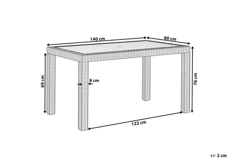 BALDON Trädgårdsbord 140x80 cm Grå - Utemöbler - Trädgårdsbord & Utebord - Matbord ute