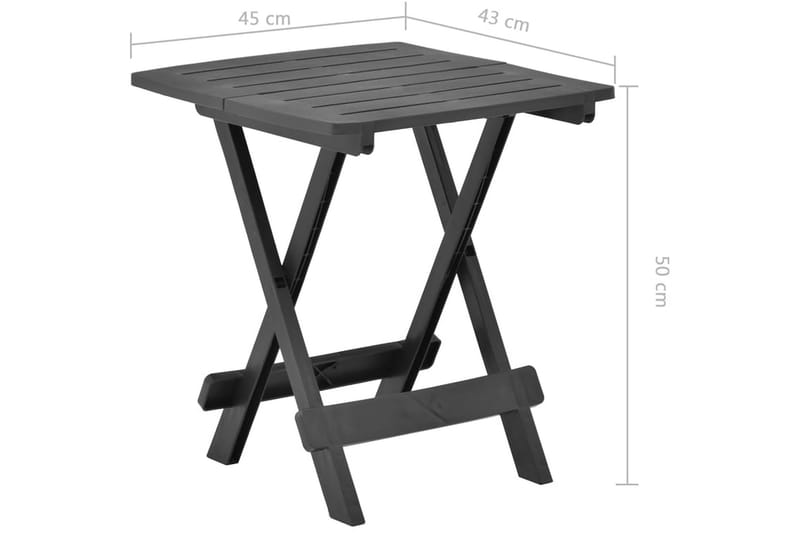 Hopfällbart trädgårdsbord antracit 45x43x50 cm plast - Grå - Utemöbler - Trädgårdsbord & Utebord - Matbord ute