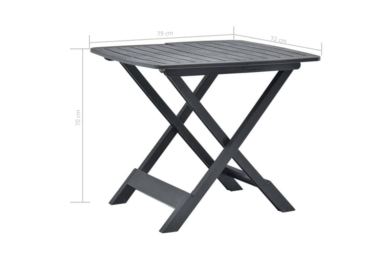 Hopfällbart trädgårdsbord antracit 79x72x70 cm plast - Grå - Utemöbler - Trädgårdsbord & Utebord - Matbord ute