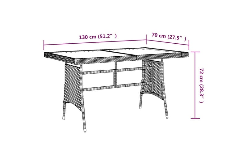 Matbord för trädgård grå 130x70x72cm konstrotting massiv aka - Grå - Utemöbler - Trädgårdsbord & Utebord - Matbord ute