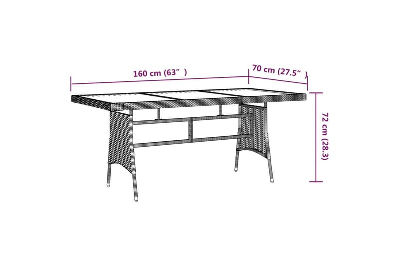 Matbord för trädgård grå 160x70x72 cm konstrotting och massi - Grå - Utemöbler - Trädgårdsbord & Utebord - Matbord ute