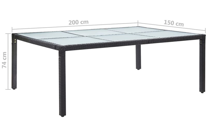 Matbord för trädgården svart 200x150x74 cm konstrotting - Svart - Utemöbler - Trädgårdsbord & Utebord - Matbord ute