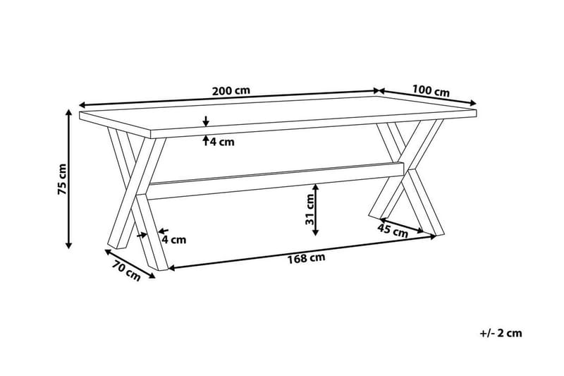 TERRANOA Matbord 200 cm Grå/Akacia - Utemöbler - Trädgårdsbord & Utebord - Matbord ute