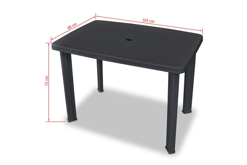 Trädgårdsbord antracit 101x68x72 cm plast - Grå - Utemöbler - Trädgårdsbord & Utebord - Matbord ute