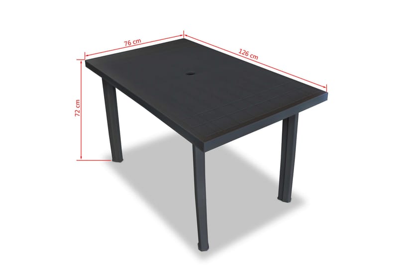 Trädgårdsbord antracit 126x76x72 cm plast - Grå - Utemöbler - Trädgårdsbord & Utebord - Matbord ute