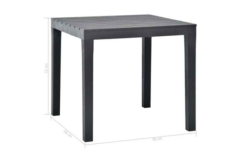 Trädgårdsbord antracit 78x78x72 cm plast - Grå - Utemöbler - Trädgårdsbord & Utebord - Matbord ute