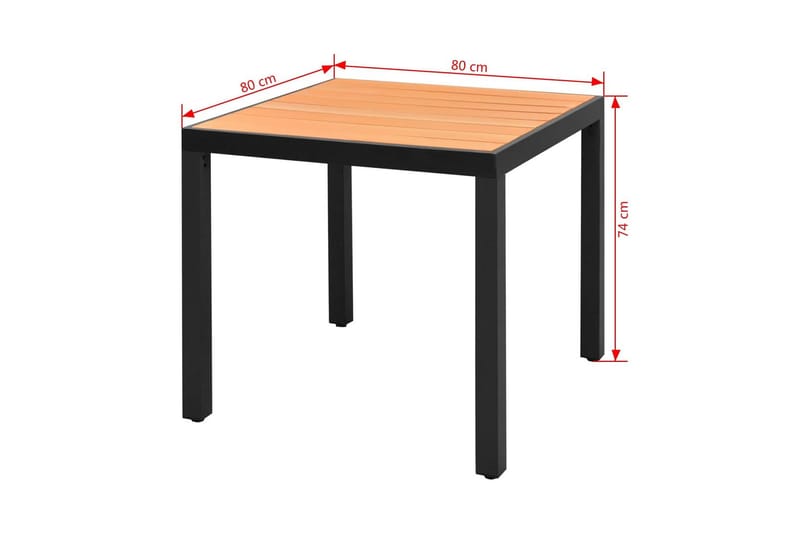 Trädgårdsbord brun 80x80x74 cm aluminium och WPC - Brun - Utemöbler - Trädgårdsbord & Utebord - Matbord ute