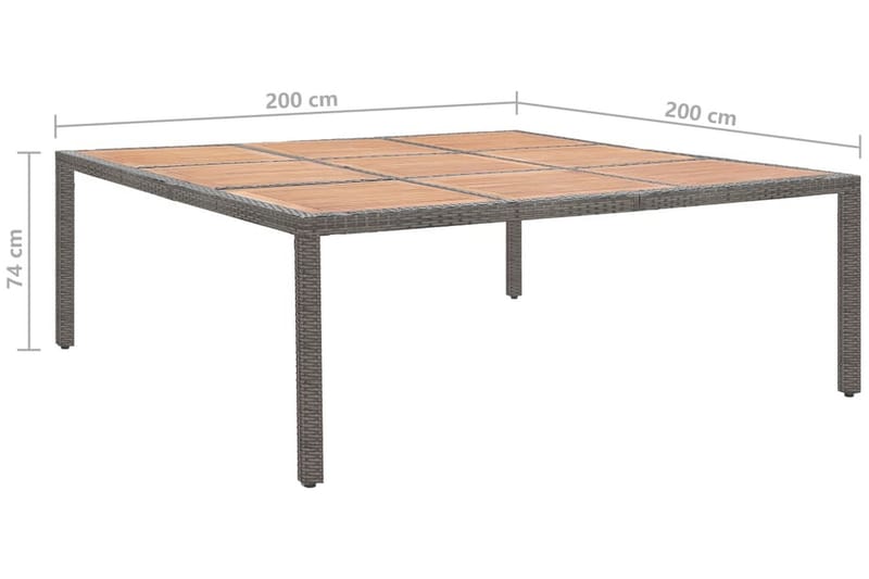 Trädgårdsbord grå 200x200x74 cm konstrotting och akaciaträ - Grå - Utemöbler - Trädgårdsbord & Utebord - Matbord ute