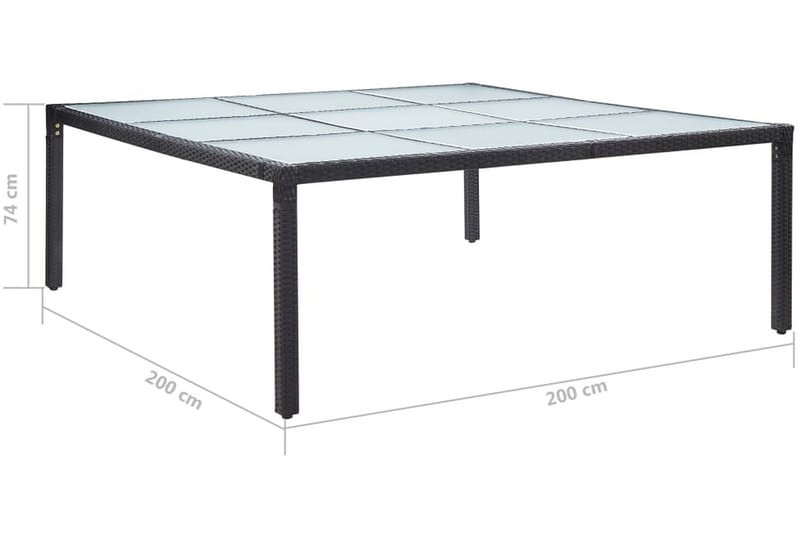 Trädgårdsbord svart 200x200x74 cm konstrotting - Svart - Utemöbler - Trädgårdsbord & Utebord - Matbord ute