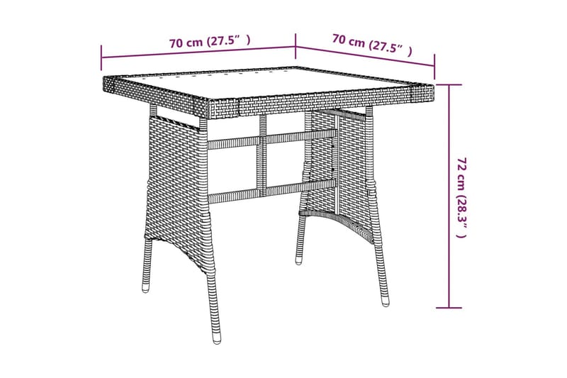 Trädgårdsbord svart 70x70x72 cm konstrotting och massiv akac - Svart - Utemöbler - Trädgårdsbord & Utebord - Matbord ute