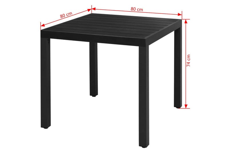 Trädgårdsbord svart 80x80x74 cm aluminium och WPC - Svart - Utemöbler - Trädgårdsbord & Utebord - Matbord ute